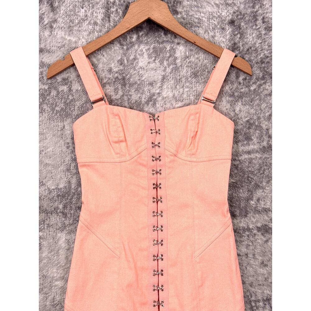 For Love & Lemons Dress XS Womens Pink Denim Corset Mini Bodycon - Picture 2 of 9